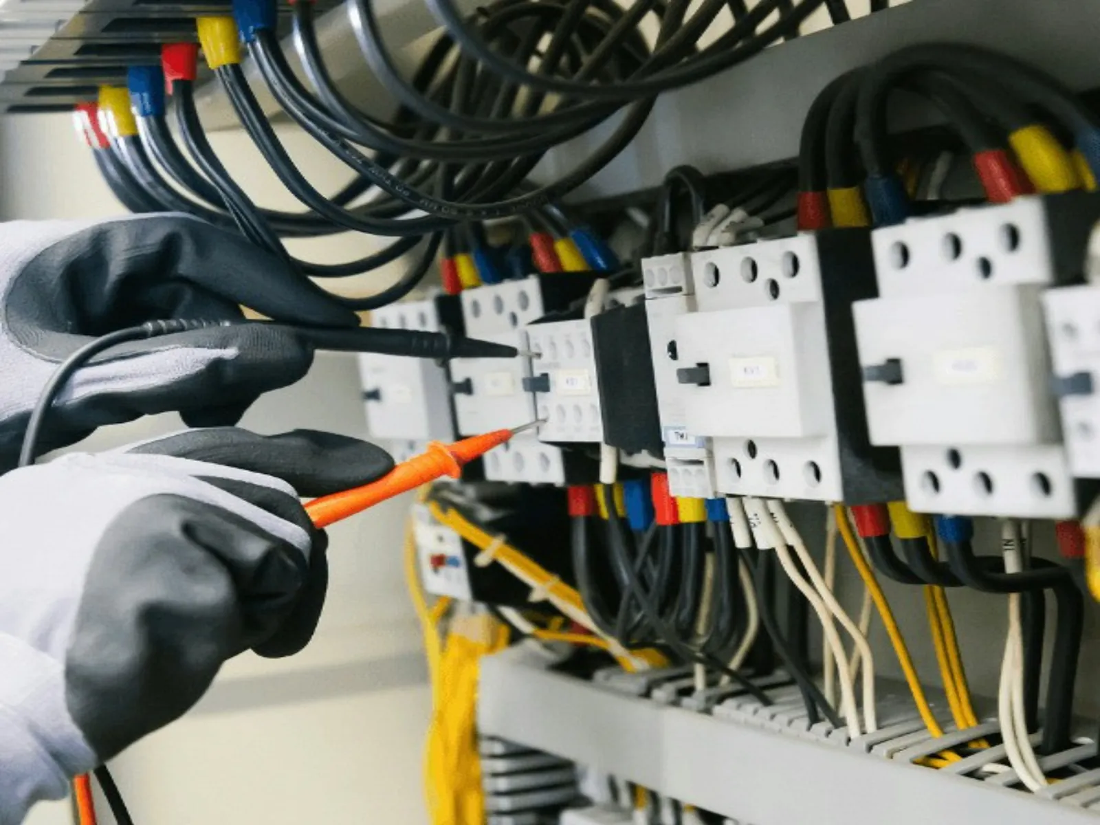 Un technicien contrôle le tableau électrique à la mise en service